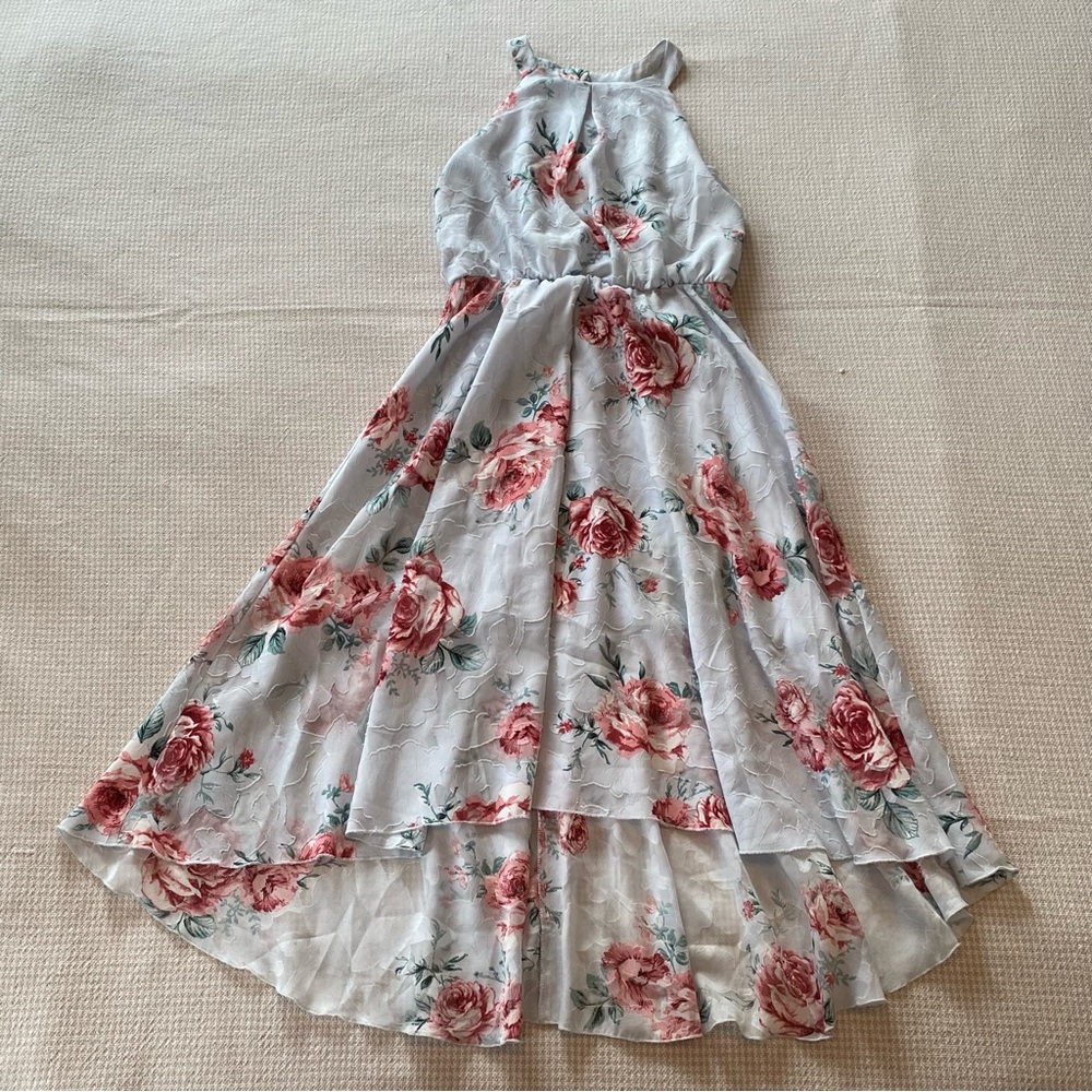 Zunie Rose Patterned Dress in Pink and White